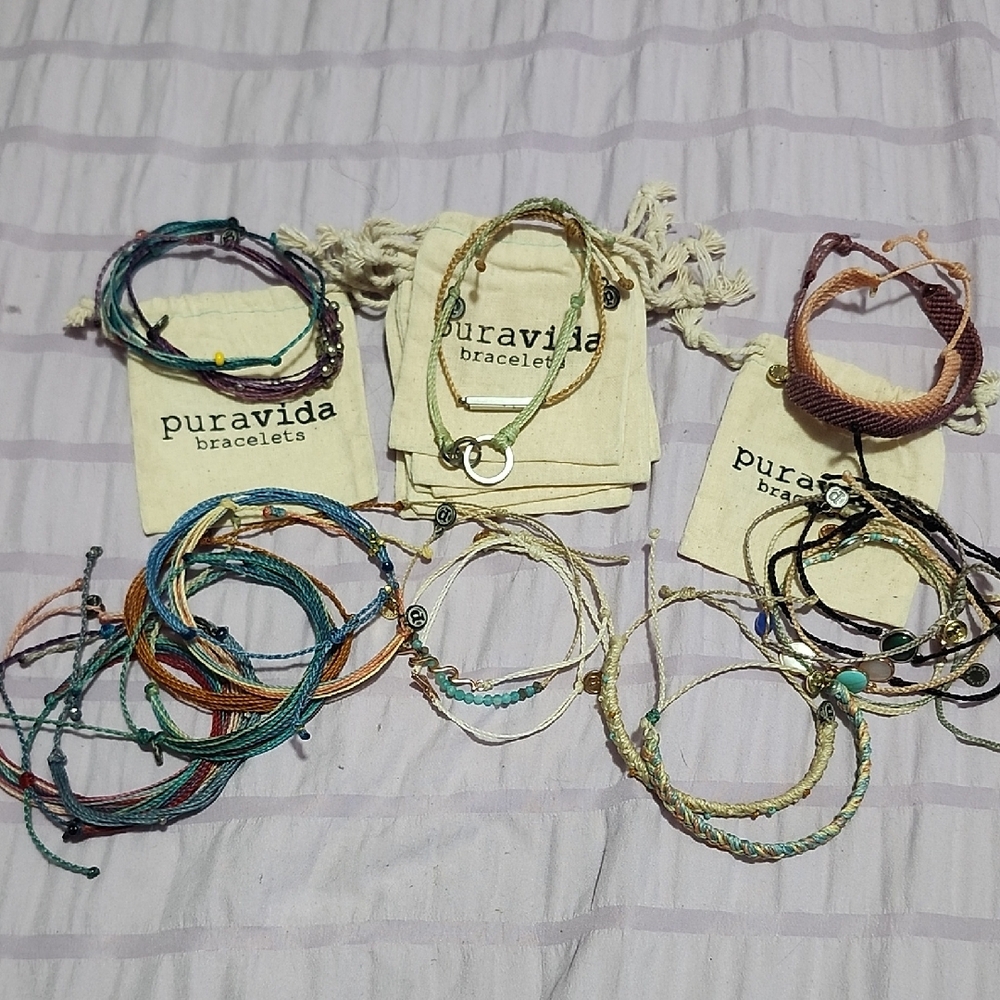 Pura Vida Mixed Blue, Teal, Green & Brown Cord Bracelet Set